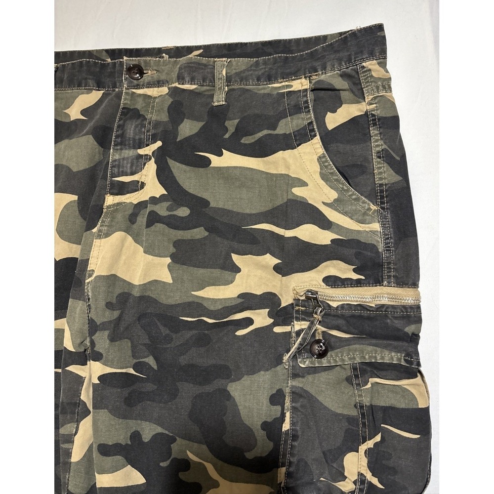 Mens Woodland Camo Cargo Pants Green Brown Tan Utility Multi Pocket Trousers - Picture 5 of 14